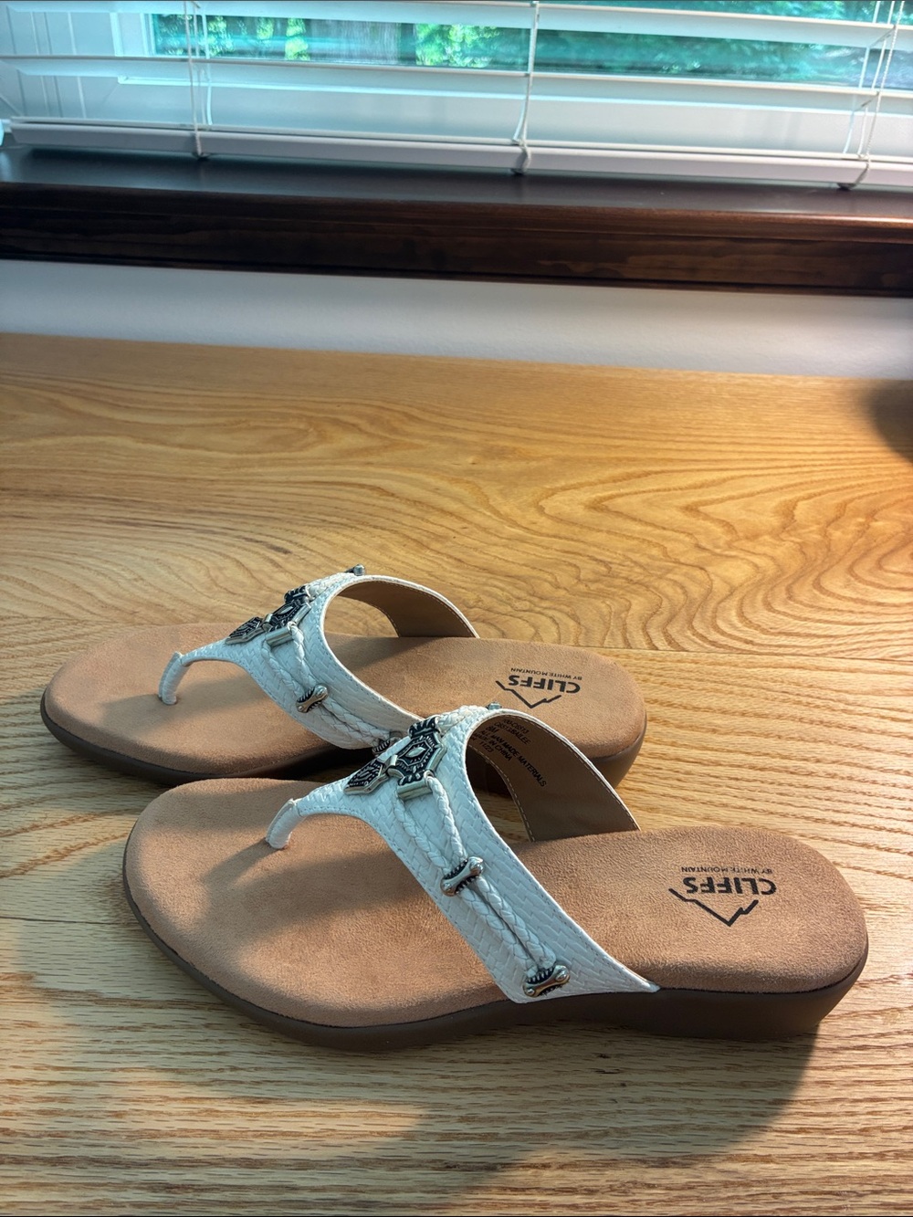 Cliffs by WHITE MOUNTAIN White Embellished Toe-Post Sandals